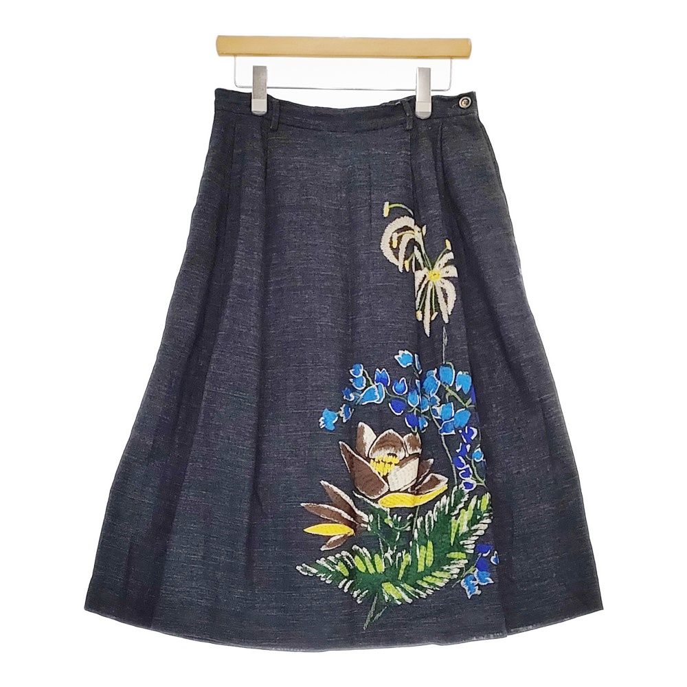 45R/45rpm 8054017 インディゴギマアロハ刺繍スカート 定価81400円 レディース フォーティーファイブアールピーエム【中古】5-0206M△ 45R/45rpm 8054017 インディゴギマアロハ刺繍スカート 定価81400円