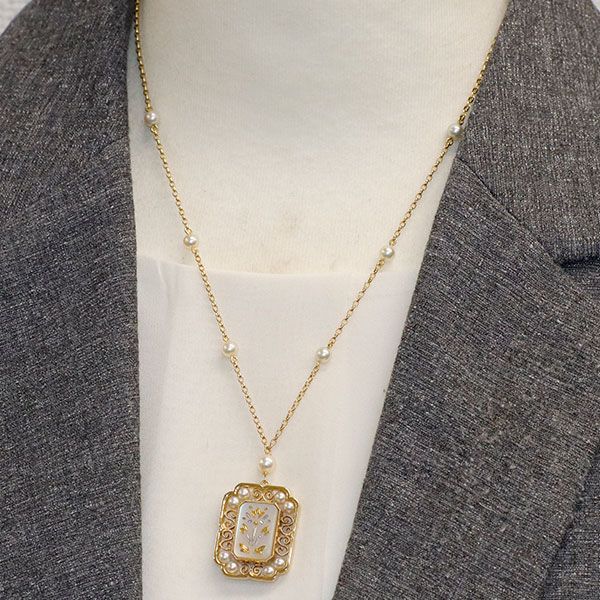 ミキモト K18YG アコヤ真珠 ペンダントネックレス 径約4.3-5.9mm