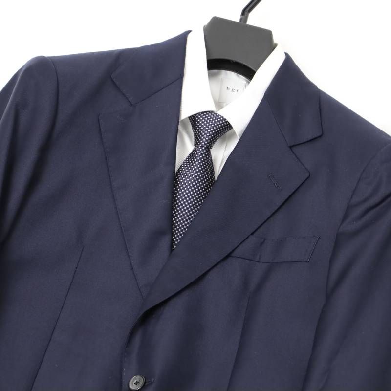訳有 gotairiku 五大陸 定番 ビジネススーツ メンズ ビジネスシングル スーツ 無地 ウール ネイビー 背抜き A4 S - 272