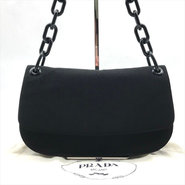 美品 PRADA ブラック ナイロン トートバッグ ショルダーバッグ 三角ロゴ プラダ 三角ロゴプレート トートバッグ ショルダーバッグ