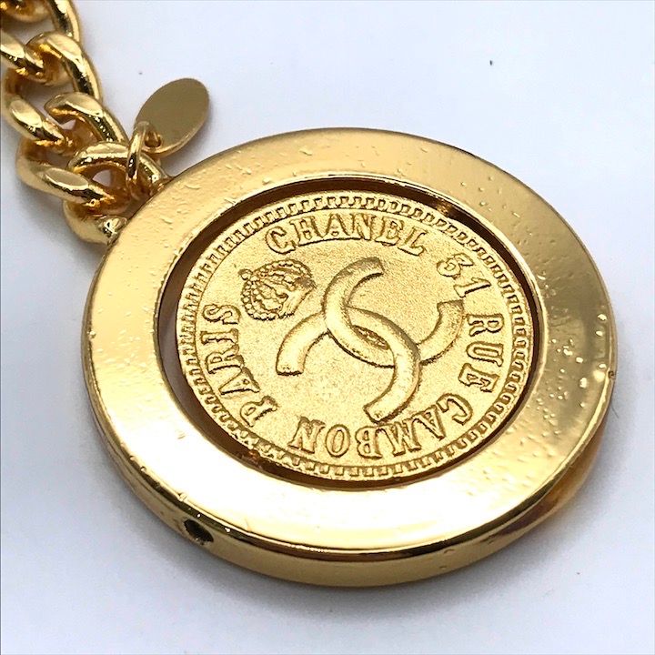 良品 CHANEL シャネル ココマーク ゴールド キーホルダー バッグ