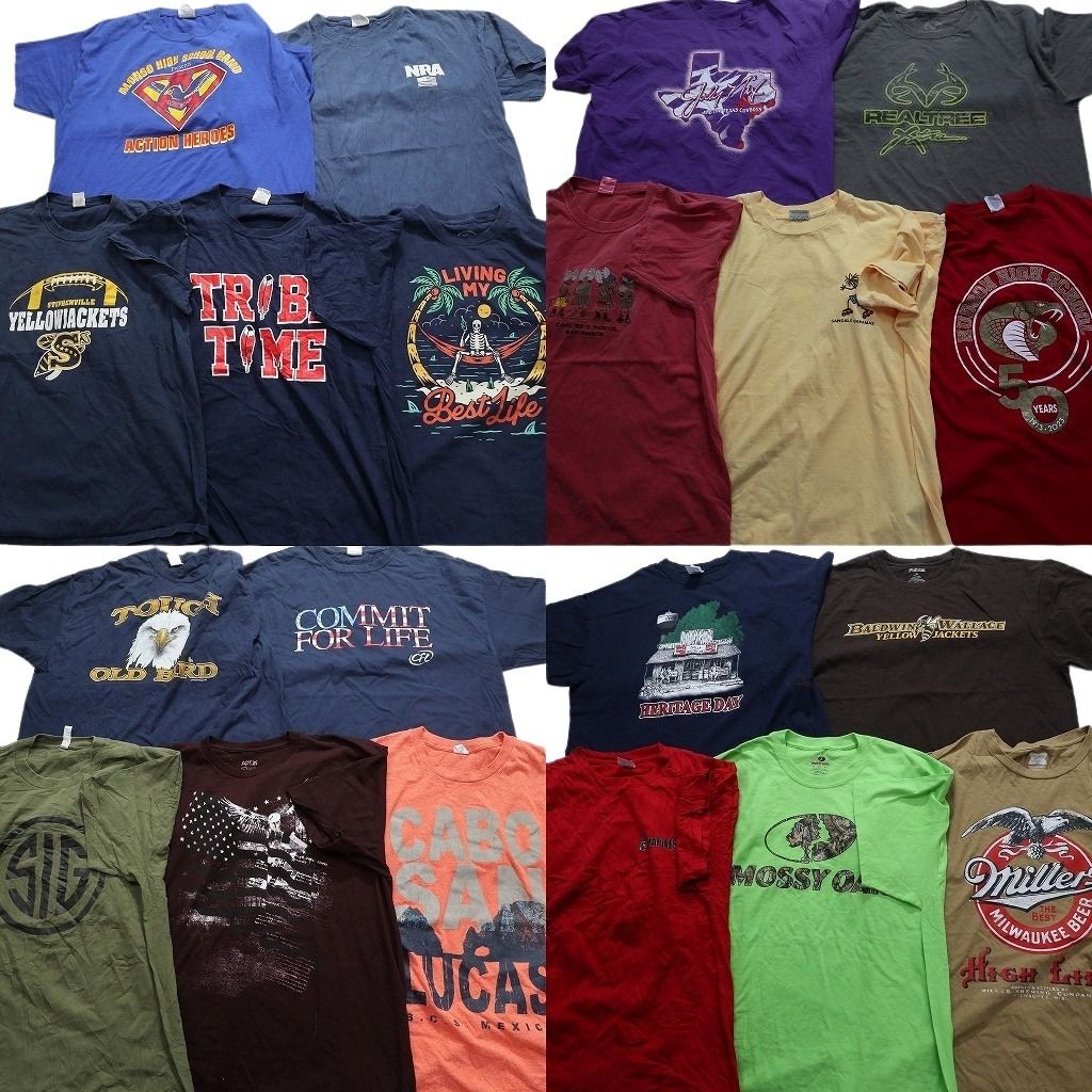 古着卸 まとめ売り カラーmix プリント 半袖Tシャツ 20枚セット