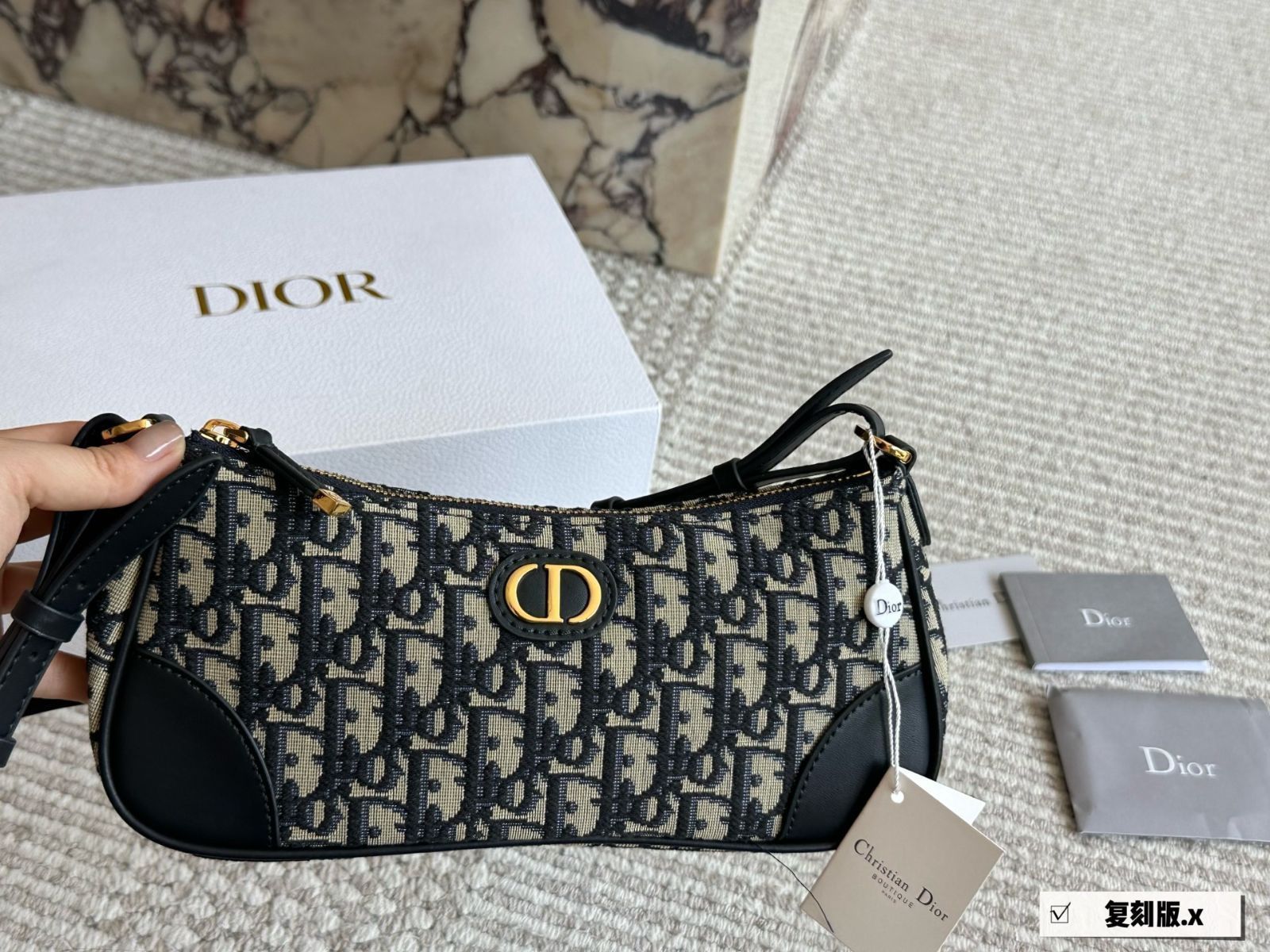 Diorディオール★Underarm Bag★アンダーアームバッグ★ブラック 今日特価】DIOR Baguette Hobo Underarm Bag ディオール
