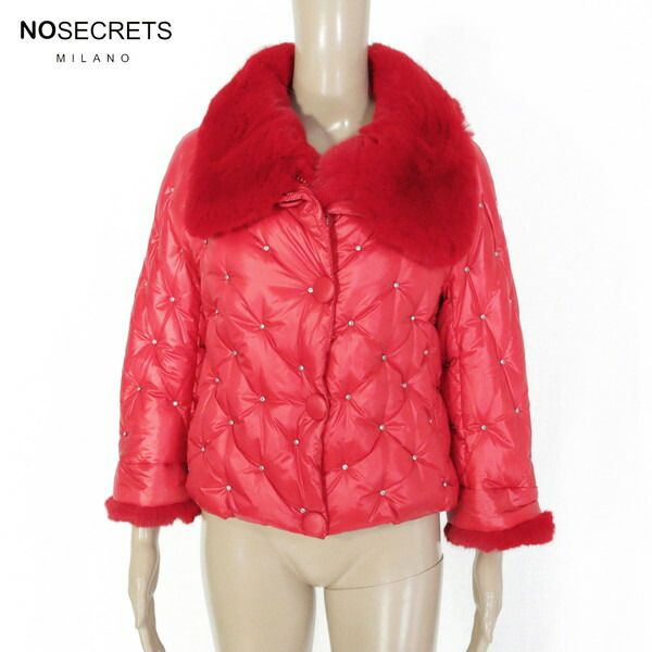 75%OFF ノーシークレッツ SNOW SECRET コート 42 ECO158 S Mサイズ レッド レディース ダウンコート アウター ファー付き