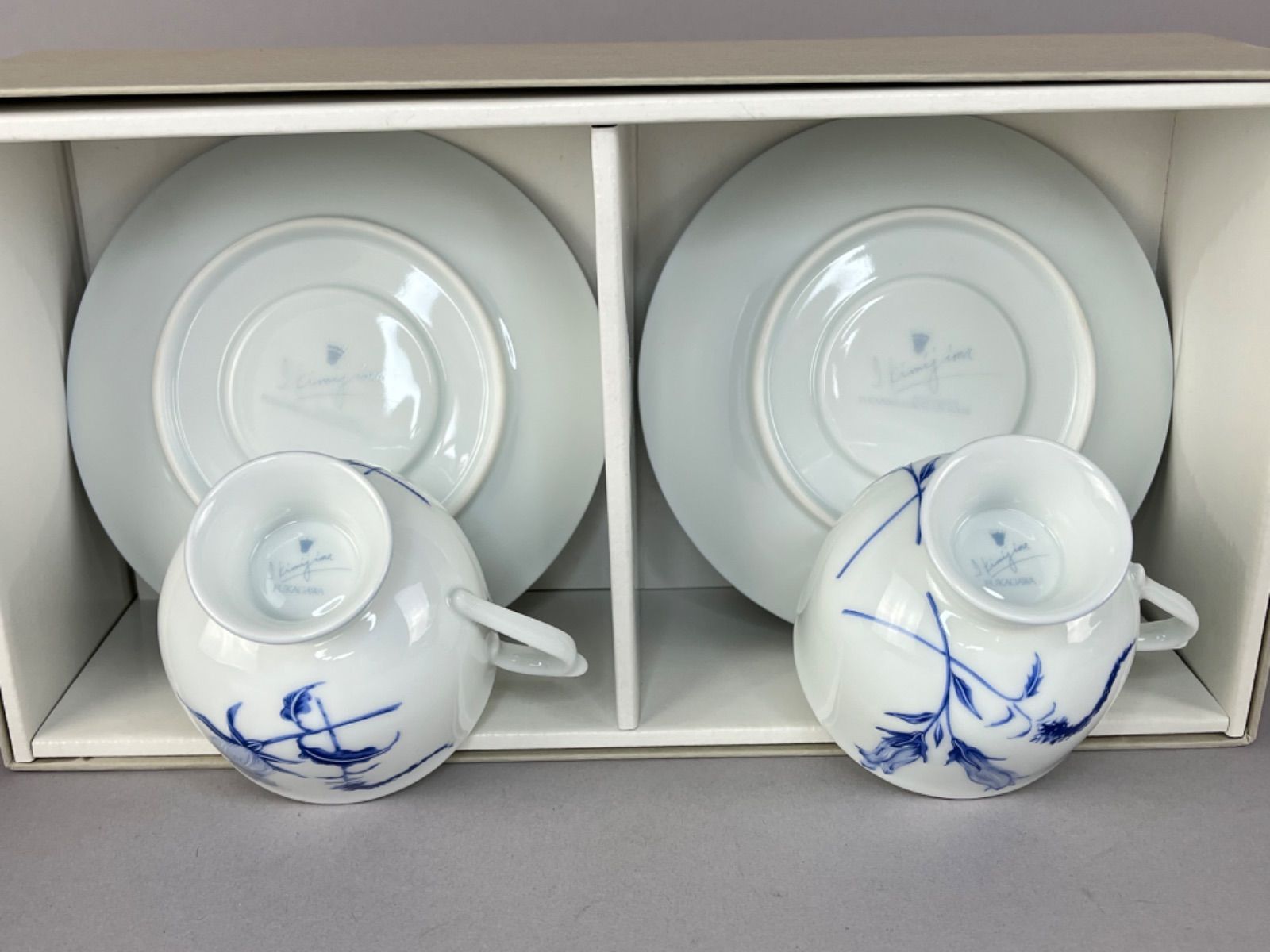 ☆未使用☆深川製磁 ロイヤルブルー 君島一郎 カップ＆ソーサー2客 箱