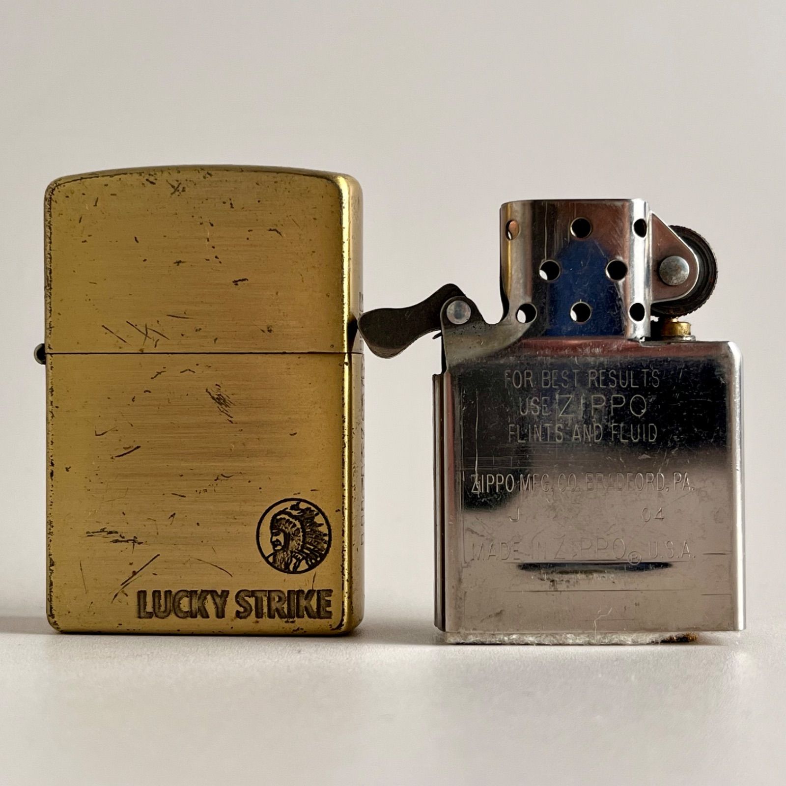 懸賞品！ zippo ジッポー Lucky Strike ラッキーストライク 傷汚れ有 2004 - メルカリ