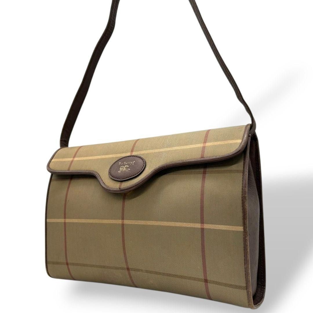 Burberrys バーバリー ハンドバッグ レザー ブラウン ノバチェック 美品 希少 バーバリー ハンドバッグ ノバチェック レザー キャンバス