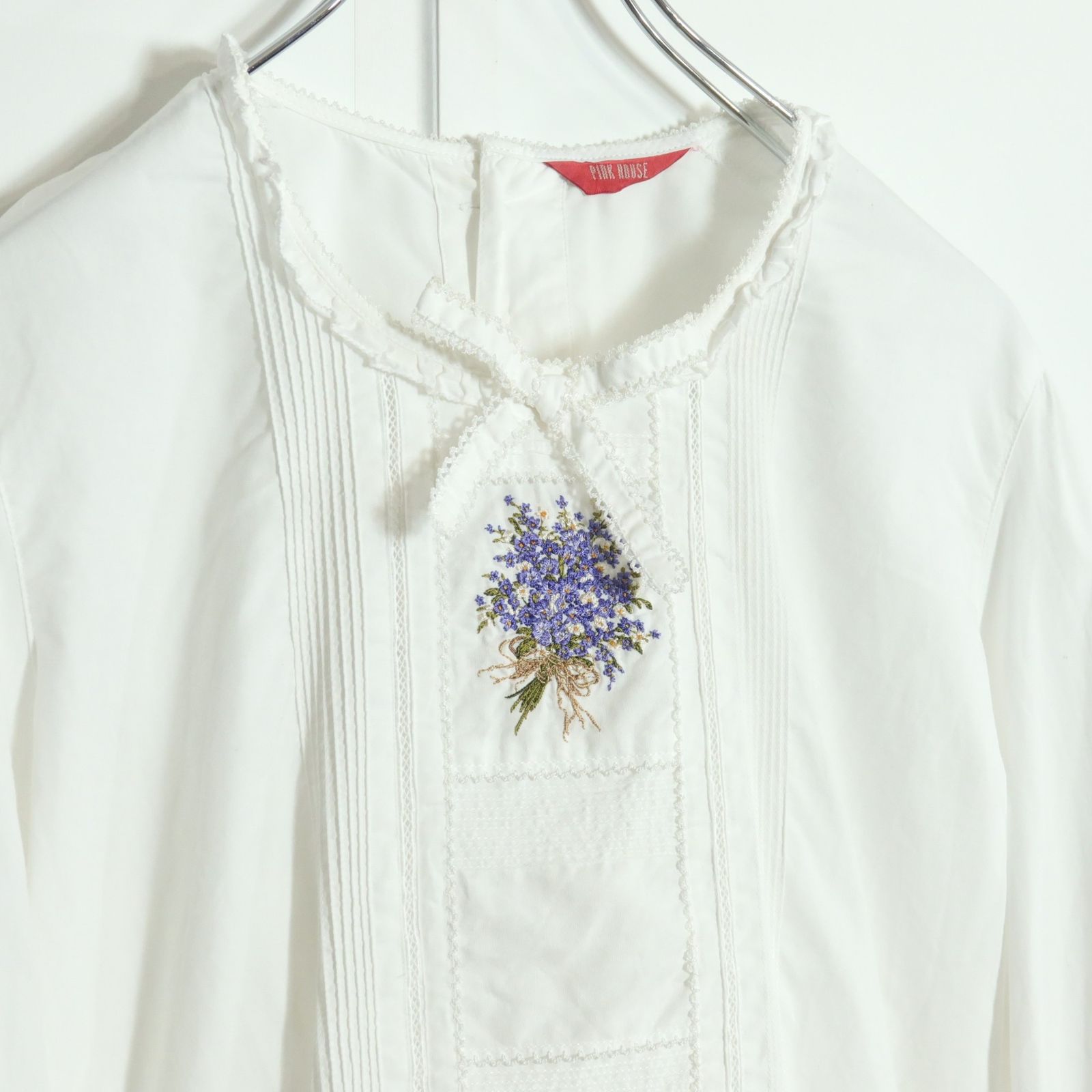 ♡ピンクハウス♡ Tシャツ　カットソー　リボン　レース　刺繍　L ♡ピンクハウス♡ Tシャツ カットソー リボン レース 刺繍 L