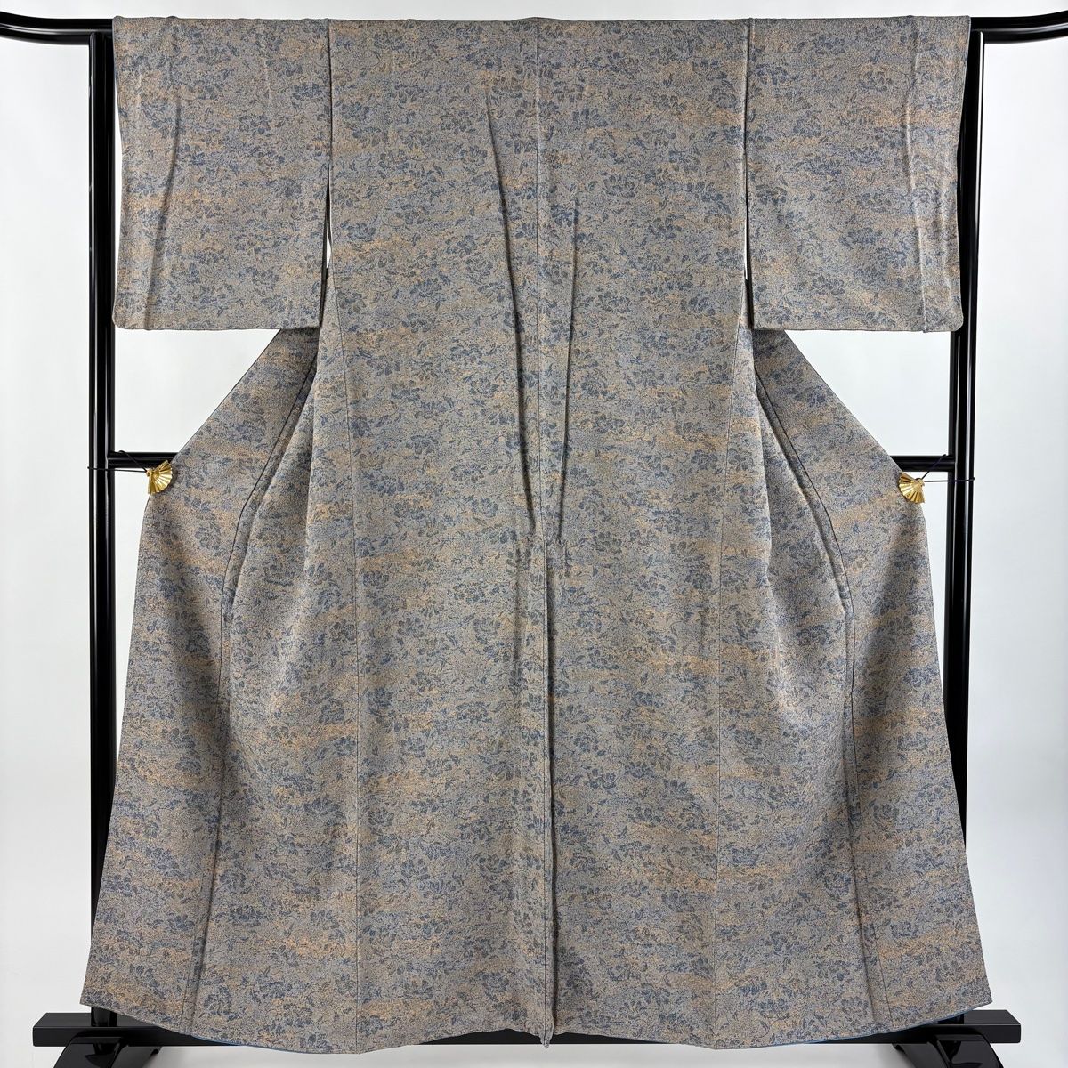 小紋 身丈158.5cm 裄丈63cm S 袷 花唐草 灰色 正絹 秀品