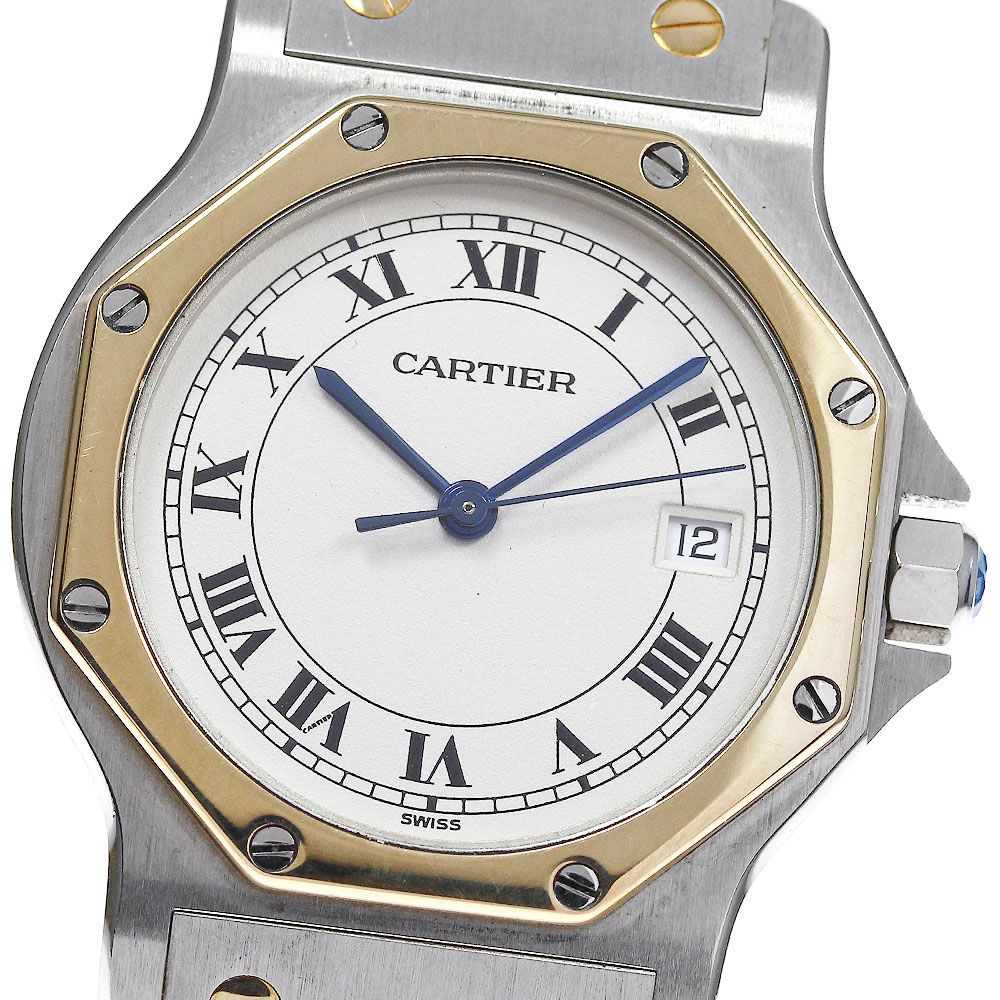 ジャンクカルティエ CARTIER サントスオクタゴンLM YGベゼル デイト