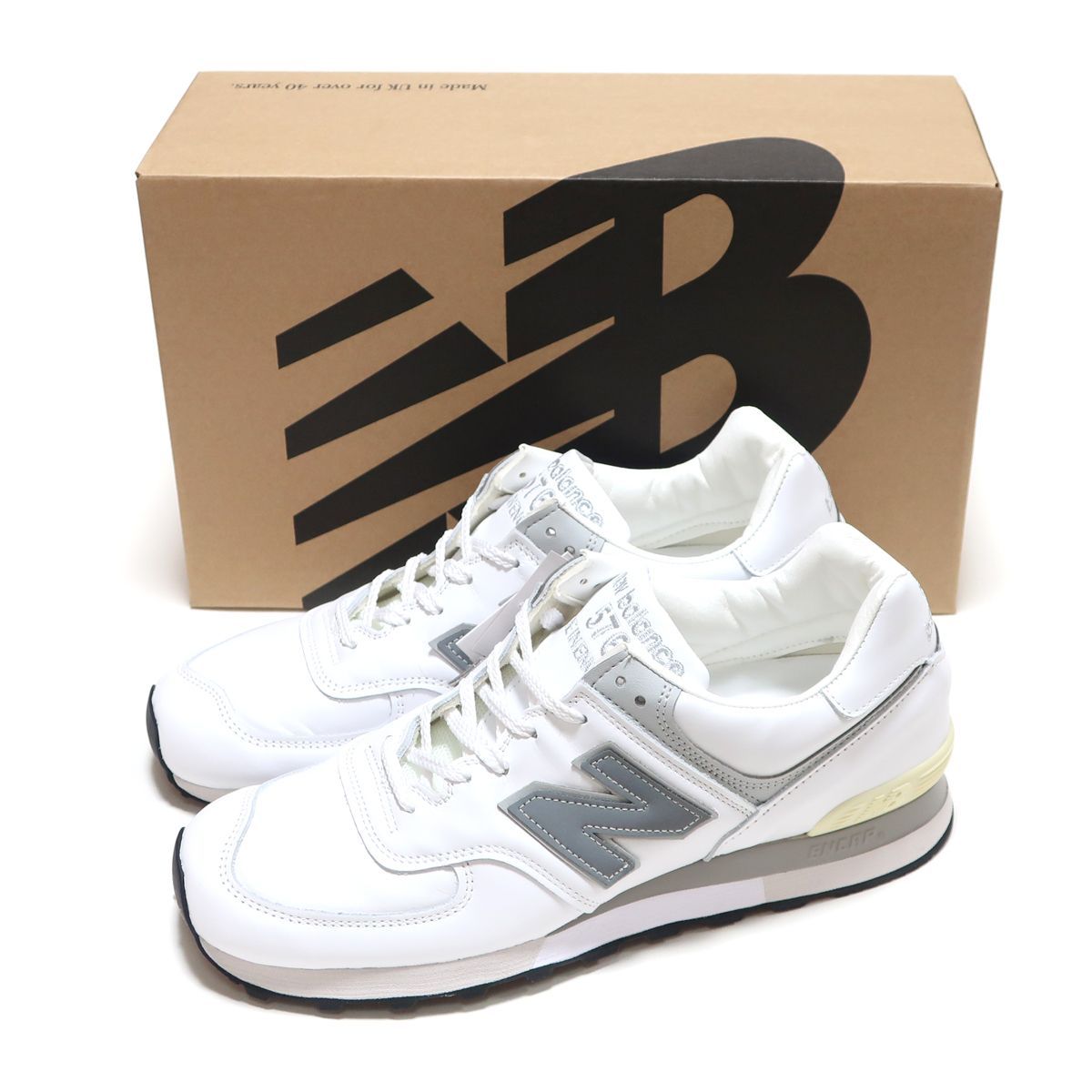 メンズサイズ NEW BALANCE OU576WSI MADE IN UK WHITE/GRAY LEATHER 