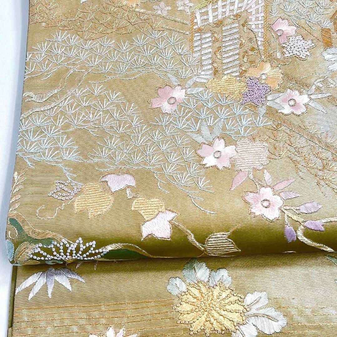 刺繍 金駒刺繍 相良刺繍 風景模様 袋帯 着物 123w - メルカリ