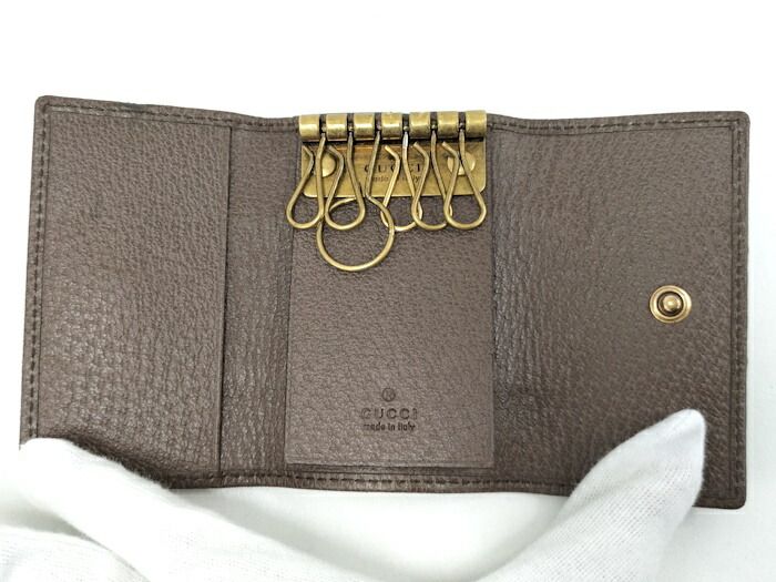 GUCCI 6連キーケース オフィディア ベージュ ブラウン PVC