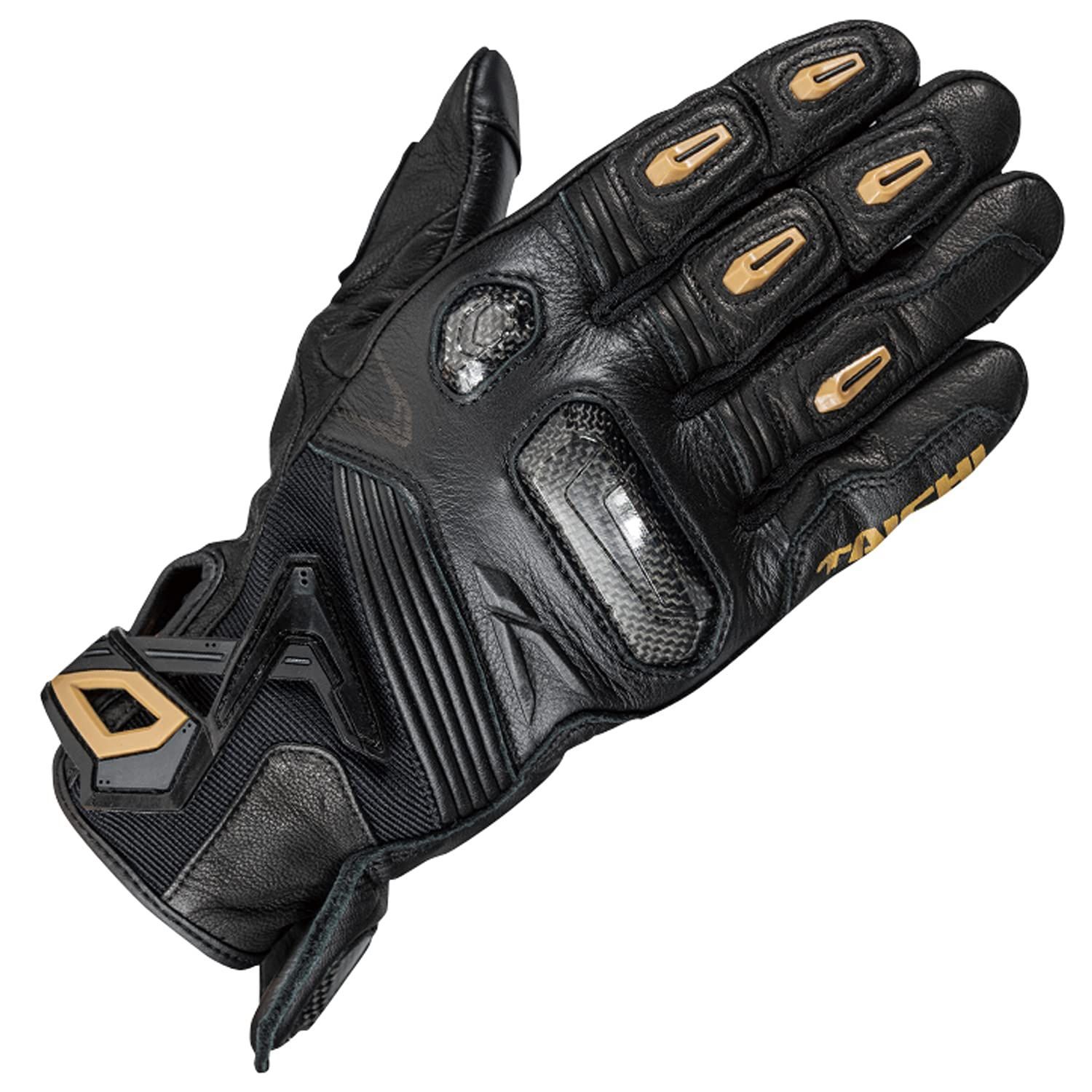 RSタイチ RS TAICHI バイク用 オールシーズン 革 タッチパネル対応 プロテクター内蔵 ラプター レザーグローブ RST441 BLACK|GOLD XL