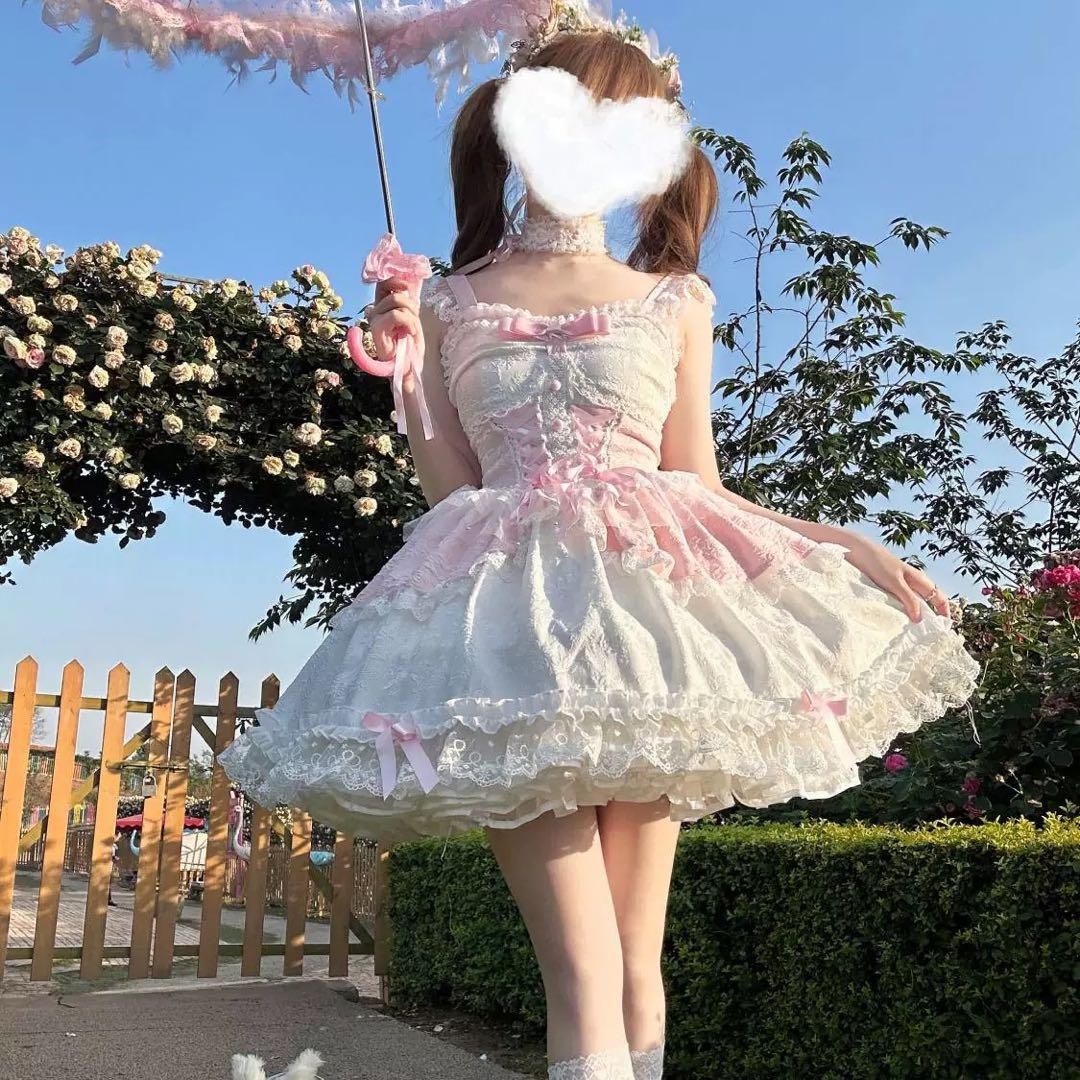 大きなリボンが ロリータジャンパースカート♪お出かけに