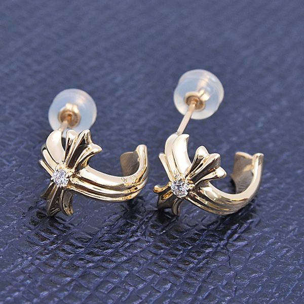 クロスピアス 1Pダイヤモンド ゆきざき ピアス メンズ レディース レガリア イエローゴールド