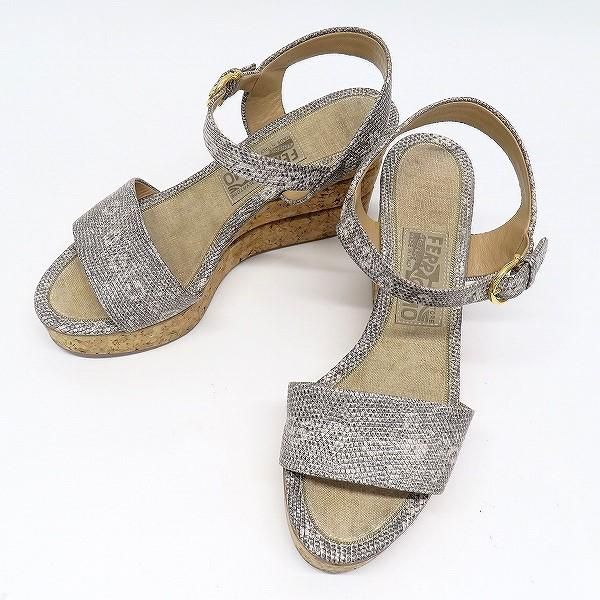 sxs フェラガモ Ferragamo サンダル 5+ D グレー系 コルクソール