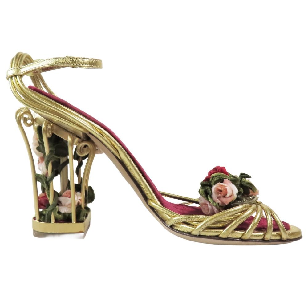 Dolce&Gabbana☆関税込☆ヴァリーサテンバレエフラット 未使用 13aw DOLCE&GABBANA ドルチェ＆ガッバーナ サンダル バラ