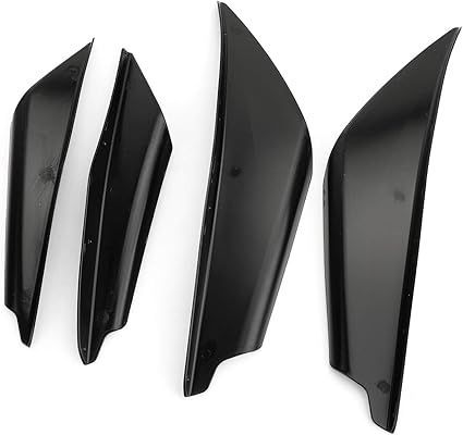 Bruce u0026 Shark 4個 汎用 車のフロントバンパー フィン ボディ スプリッタースポイラー カナード リップスプリッターフィン 傷防止 エクステンション ユニバーサル グロスブラック
