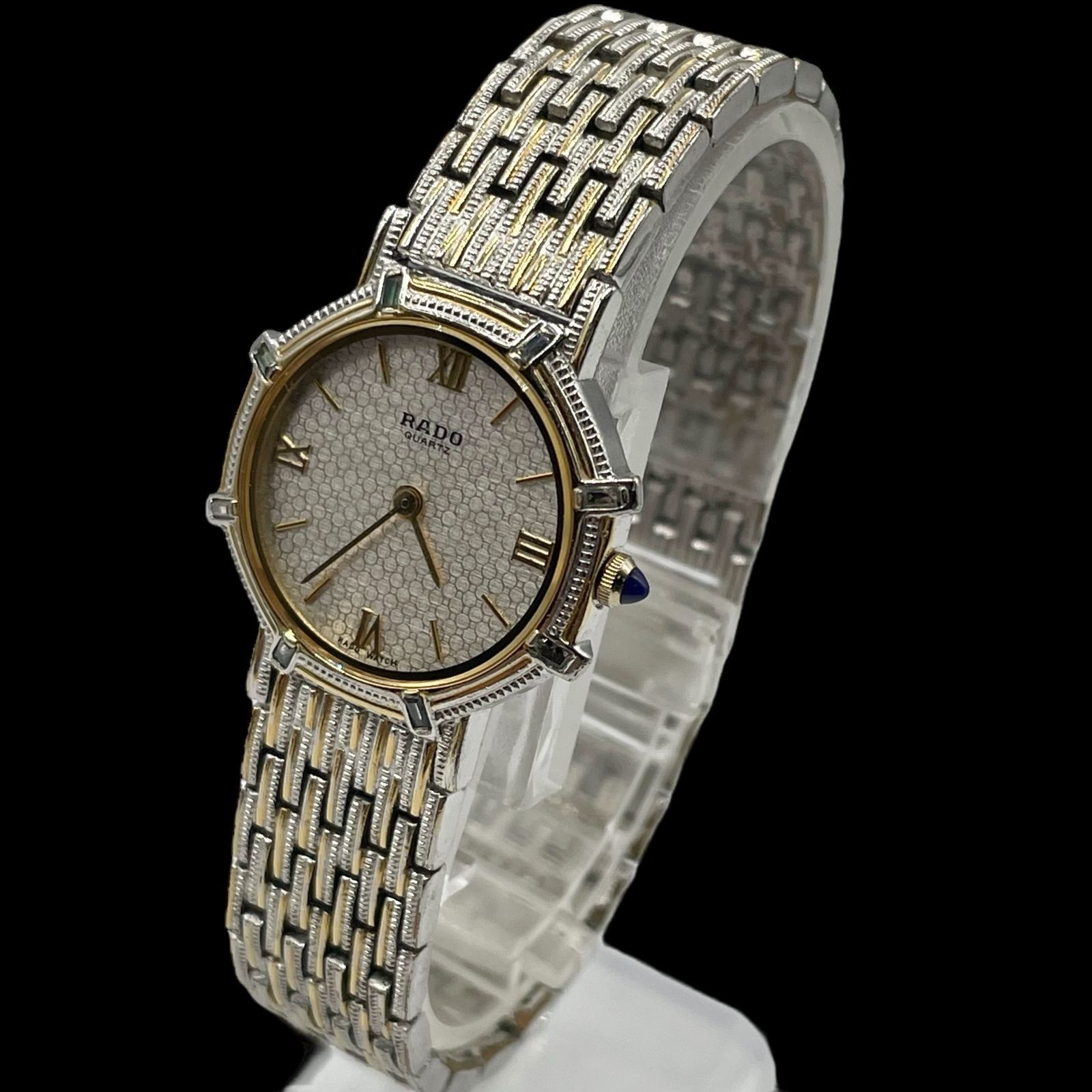 稼働 ラドー RADO 133.9024.2 ゴールド シルバー コンビ ジュビリー クォーツ 総柄文字盤 レディース腕時計