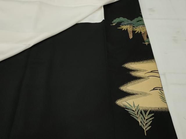 平和屋着物□豪華黒留袖 流水飛鶴梅松文 金彩 正絹 逸品 AAAN6086cs