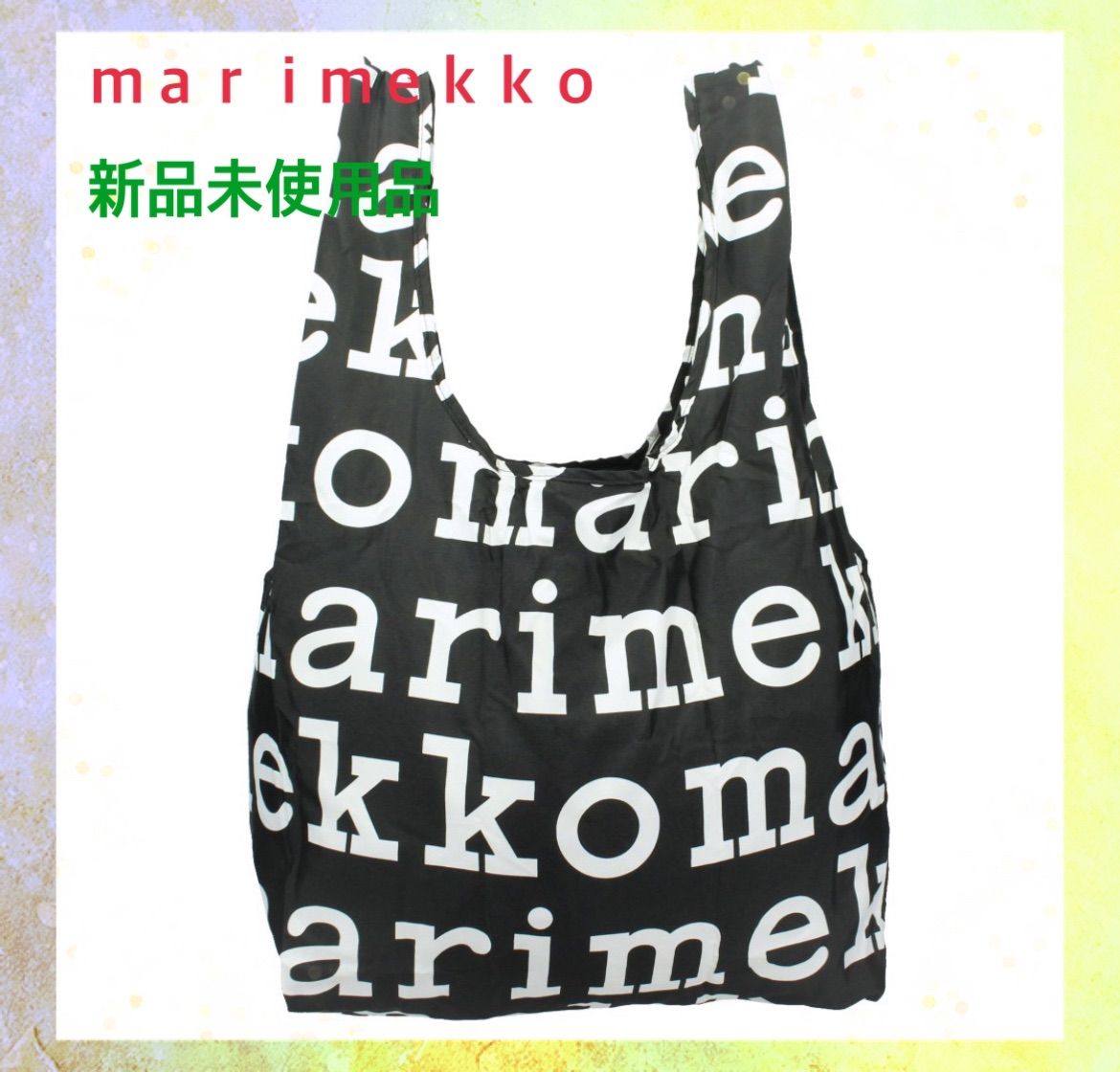 新品未使用品 marimekko マリメッコ ロゴモノトーン エコバッグ 総柄