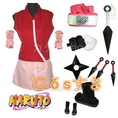 NARUTO ナルト 春野サクラ コスプレ衣装 全セット風 コスプレ衣装 イベント 演出服 二次会 cosplay イベント アニメ 変身 変装 仮装 パーテ