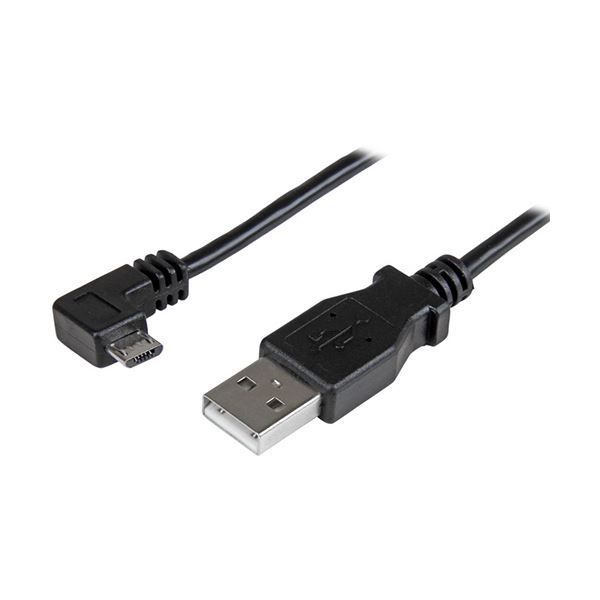 （まとめ）StarTech 充電u0026同期用Micro USBケーブル L型右向き 2m オス/オス 24AWG ブラック USBAUB2MRA 1本