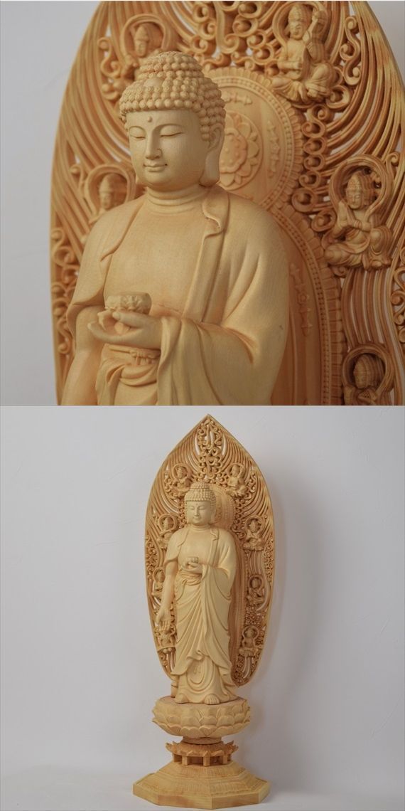 阿弥陀如来 お釈迦様 木彫り 仏像 仏陀 ブッダ 立像 与願印