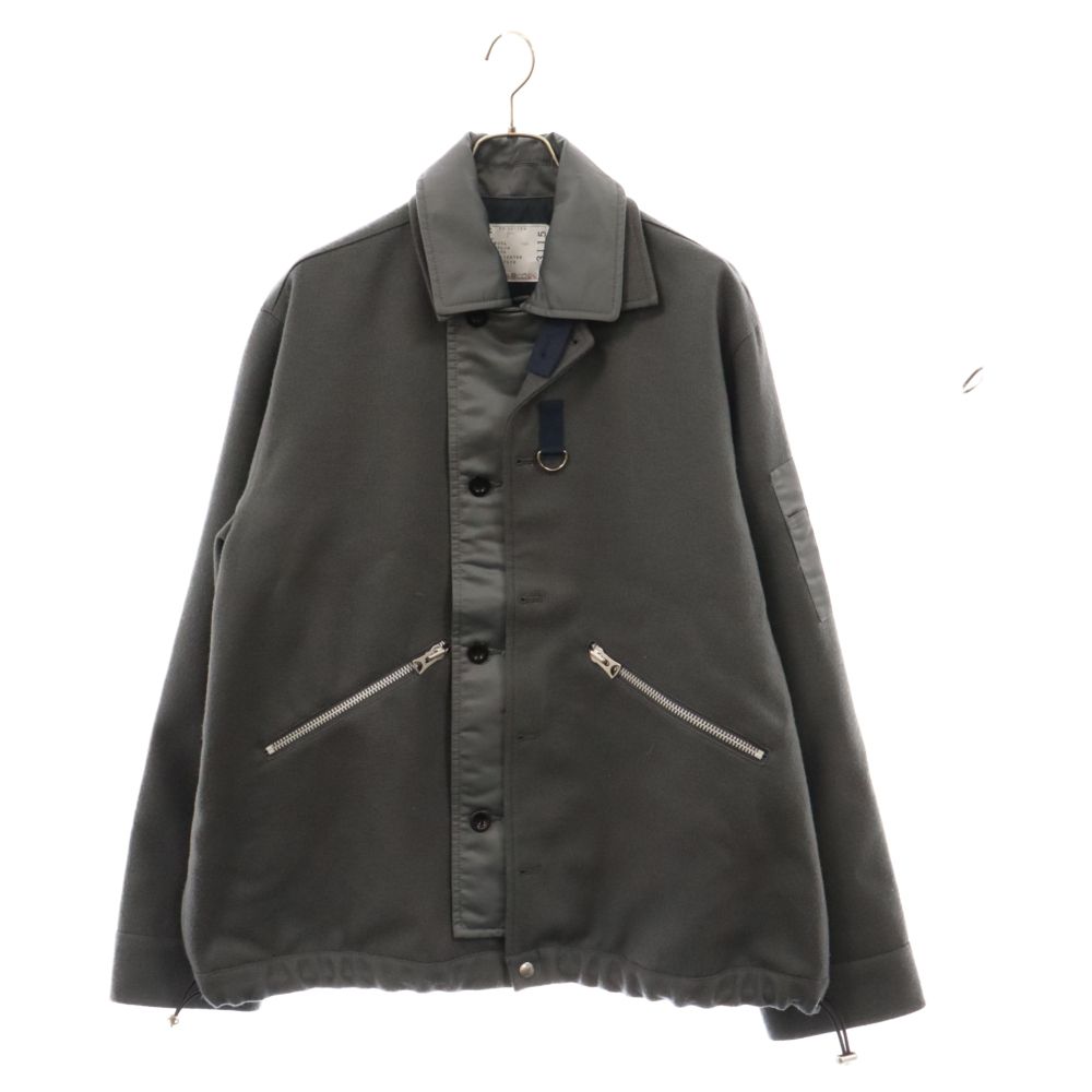 Sacai (サカイ) 23AW Wool Melton Blouson ウールメルトンシャツブルゾン グレー ジャケット 23-03115M