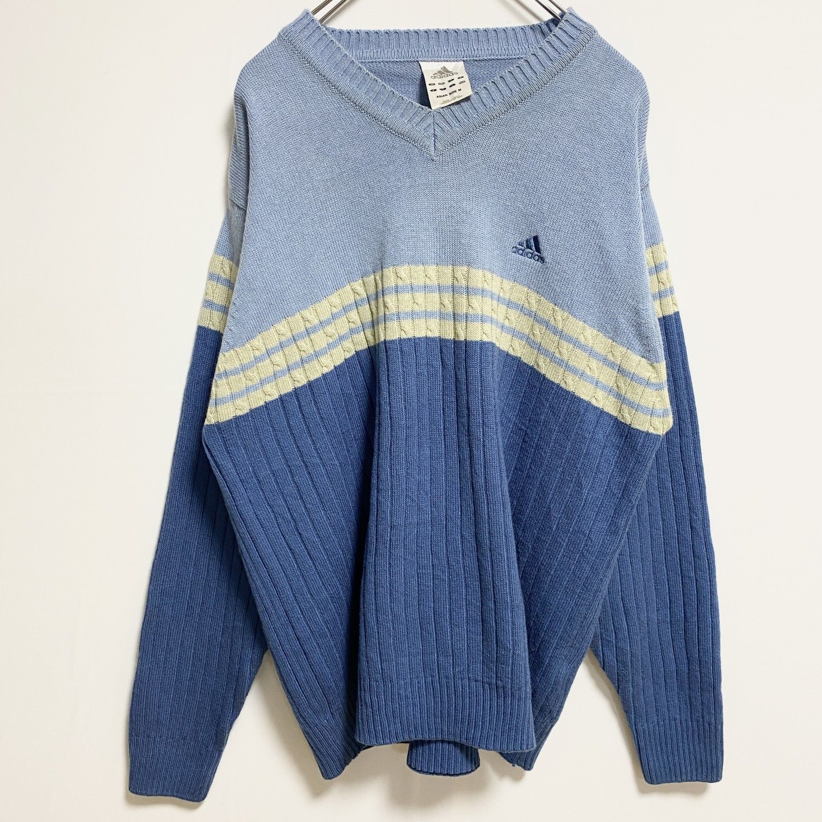 古着 used adidas アディダス 長袖Vネックニット セーター ワン 