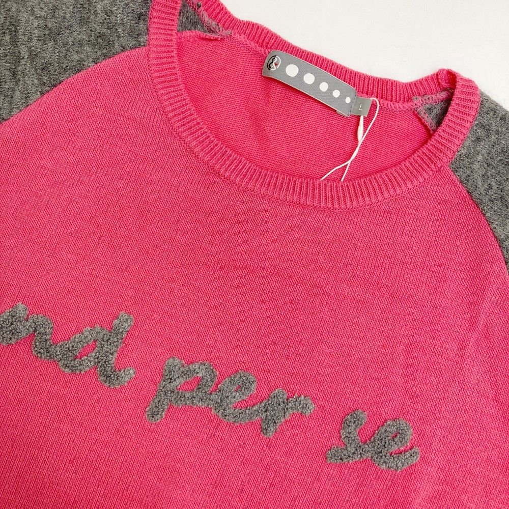 サイズ：L AND PER SE アンパスィ  バイカラー 半袖ニットセーター  ピンク系 [240101460810] ゴルフウェア レディース ストスト サイズ：L AND PER SE アンパスィ バイカラー 半袖ニット