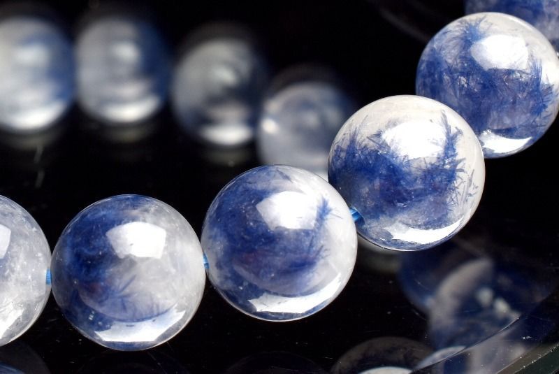 １点物 半々タイプ デュモルチェライトインクォーツ 10mm ブレスレット パワーストーン 天然石 _MA8602