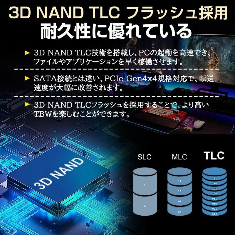 Hanye 4TB ヒートシンク搭載 NVMe SSD PCIe Gen 4x4 3D TLC PS5動作