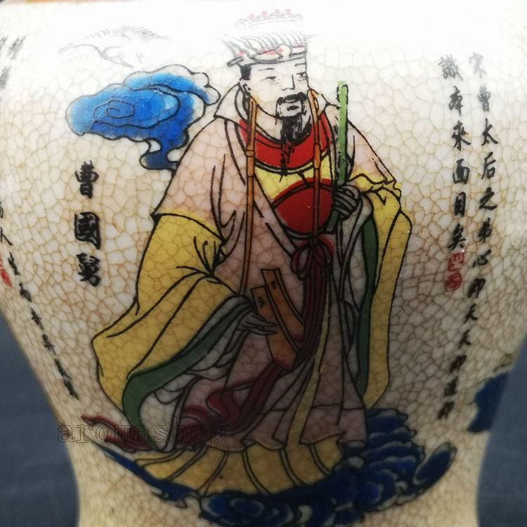 康熙藍地パステル人物将軍缶  景徳鎮 陶磁器 装飾品 現代工芸品 美術品 置物 康熙藍地パステル人物将軍缶 景徳鎮 陶磁器 装飾品 現代工芸品