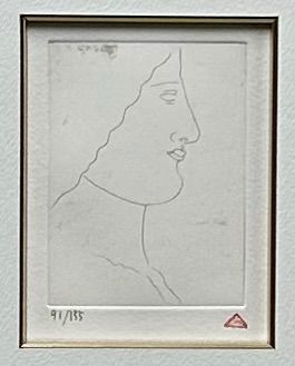 有本利夫    銅版画 「男の顔」オリジナル 限定版 Yahoo!オークション -「有元利夫」(銅版画、エッチング) (版画