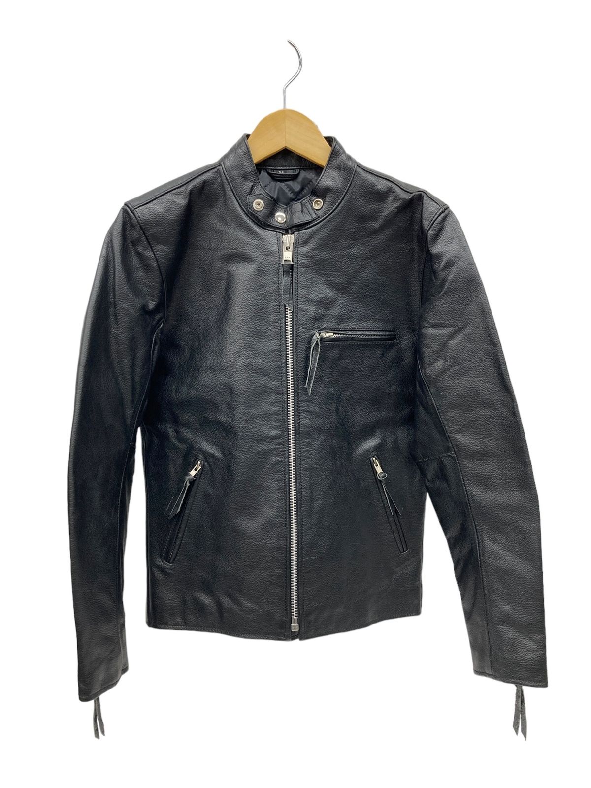 freedom フリーダムブラックレザー シングルライダースジャケット水牛革　L freedom フリーダムブラックレザー シングルライダースジャケット水