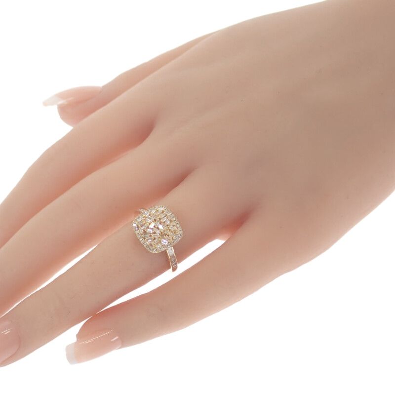 K18 D デザインジュエリー テーパーカットダイヤモンド リング 指輪 18  