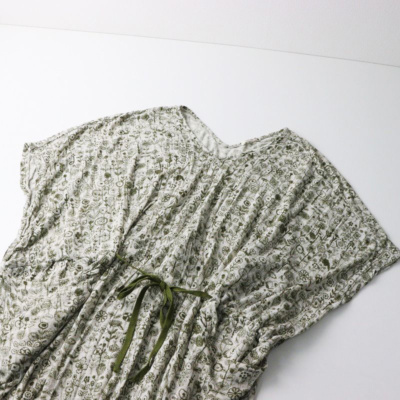 【美品】ミナペルホネン　letter of flower ワンピース ミナペルホネン mina perhonen letter of flower レーヨンリネン