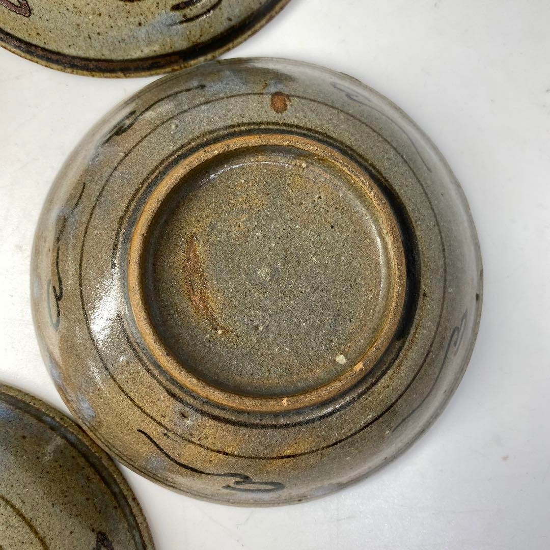 江戸時代 絵唐津 小皿5枚 幅約11.6㎝ 木箱付 タニト 東さ6-0814③ 江戸