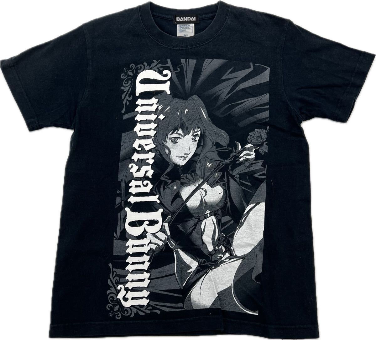 BANDAI 劇場版 マクロスF イツワリノウタヒメ プリント Tシャツ 半袖 ブラック 黒 S 人気 アニメ キャラクター 古着 バンダイ BK147