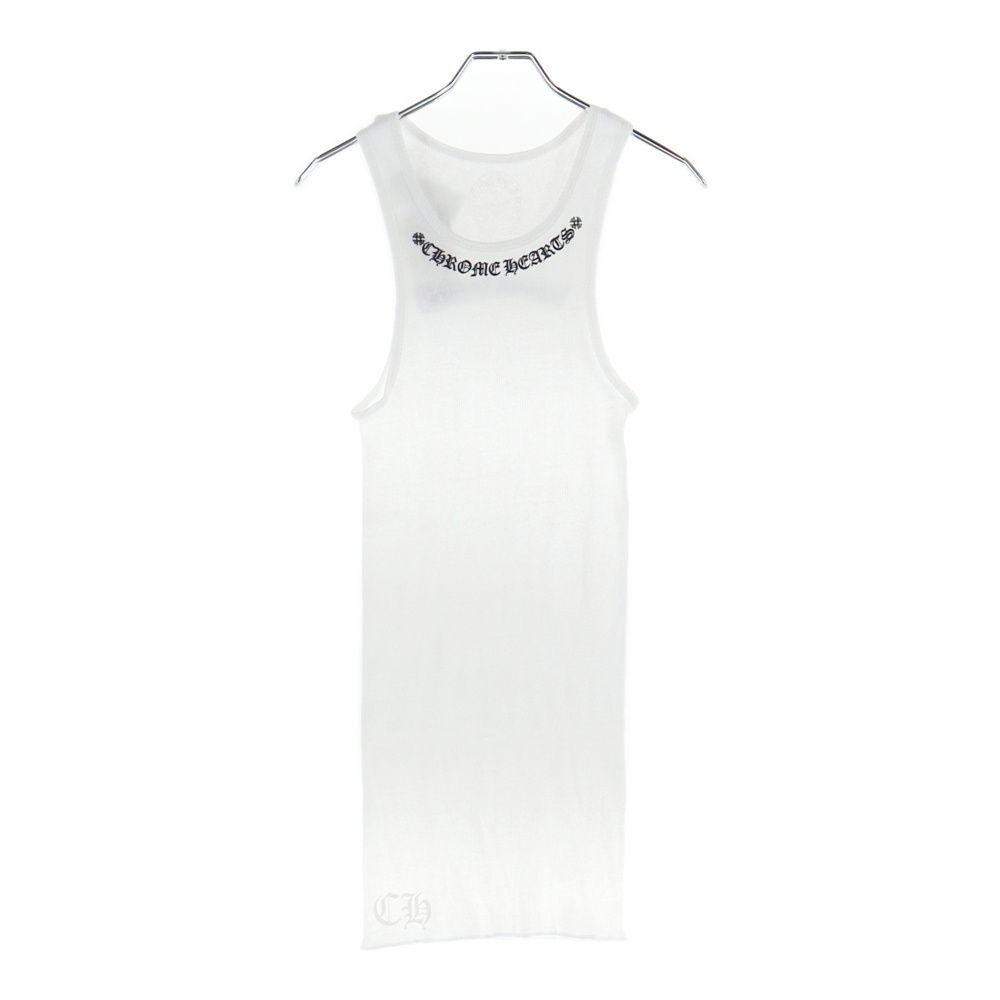 CHROME HEARTS クロムハーツ Neck Logo Back Scroll Tank Top ネックロゴ バックスクロール プリント タンクトップ ノースリーブカットソー ホワイト