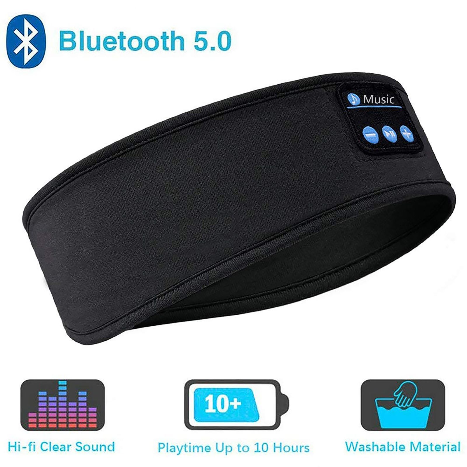 Bluetooth ヘッドバンド 睡眠 ヘッドホン ブラック - ヘッドホン