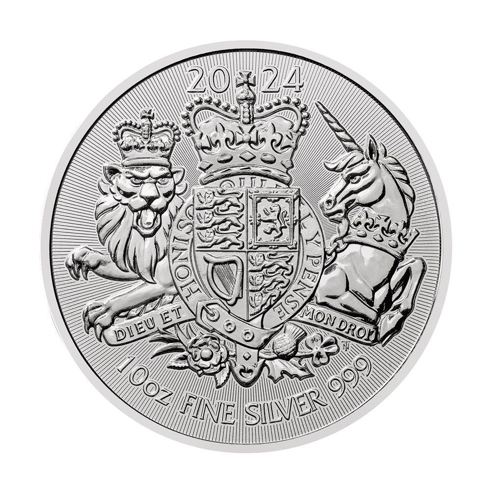 イギリス 2024 ロイヤルアームズ 2ポンド 1オンス 地金型銀貨