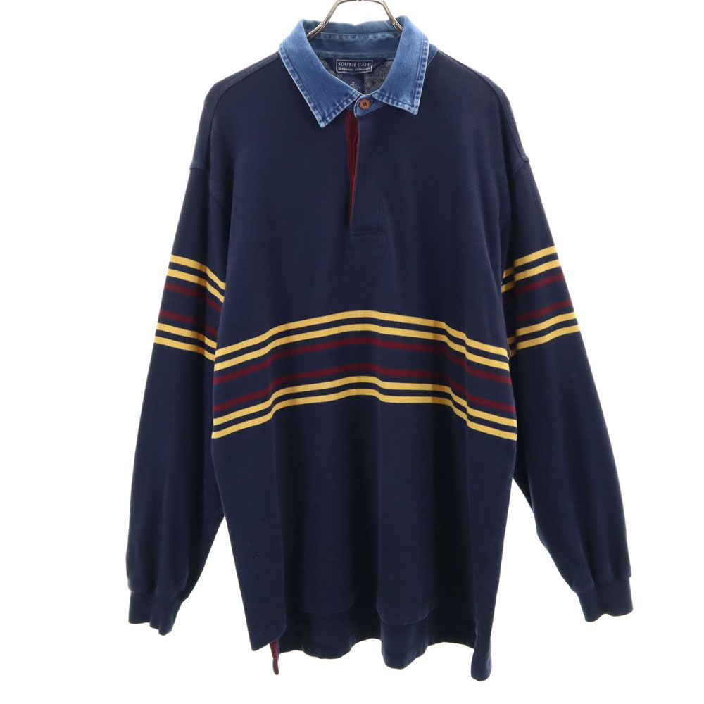 サウスケープ 90s オールド 長袖 ポロシャツ M ネイビー系 SOUTHCAPE メンズ