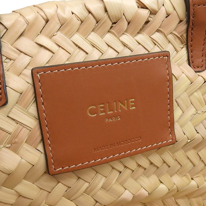 セリーヌ CELINE ティーン クラシック パニエ 2WAYトート かごバッグ ラフィア レザー ナチュラル タン 113832EFA.04LU 新入荷 OB2649 DECORATOM_COM_BR