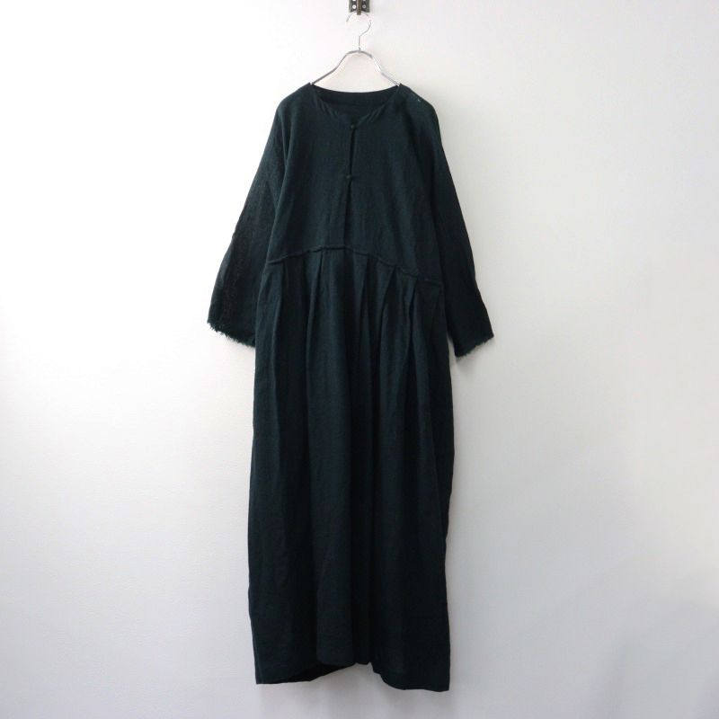 ダニエラグレジス DANIELA GREGIS abito dress ウールタックベルテッドワンピース|ダークグリーン フ ドレス 2400014479621