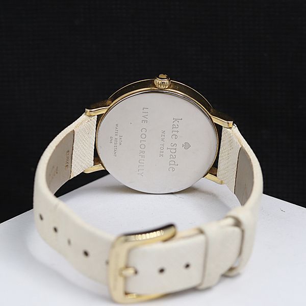稼動 良品 ケイトスペード QZ 0765 ホワイト文字盤 ラウンド ゴールド