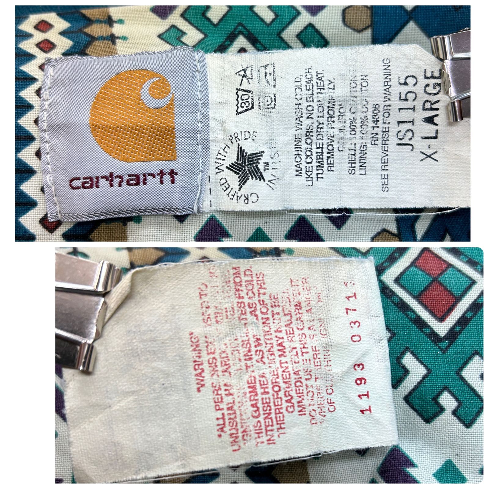 激レアデザイン 90s USA製 JS1155 Carhartt カーハート 無地
