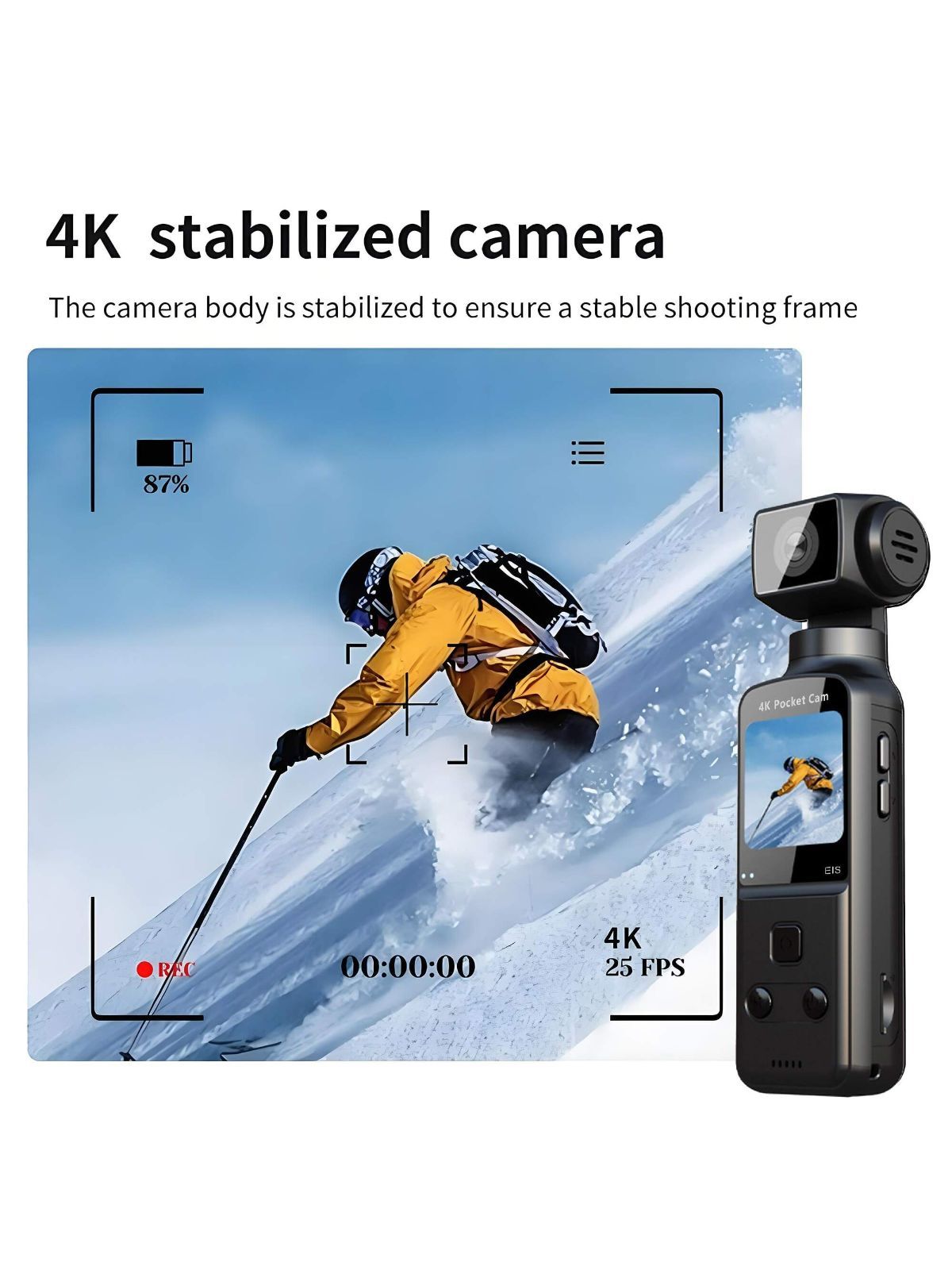 4K USB充電 270度回転 ビデオカメラ 1.33インチCMOSセンサー